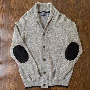 Chaps Gray Cardigan with Black Elbow Patches NWOT